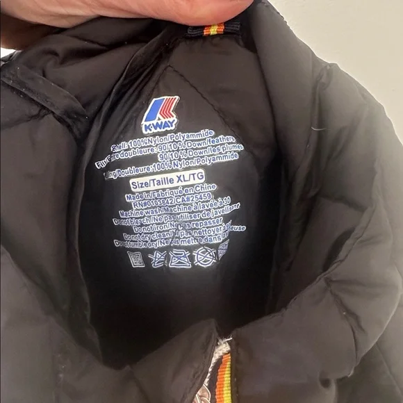 K.Way Marten Light Hooded Thermo Black Jacket Size XL